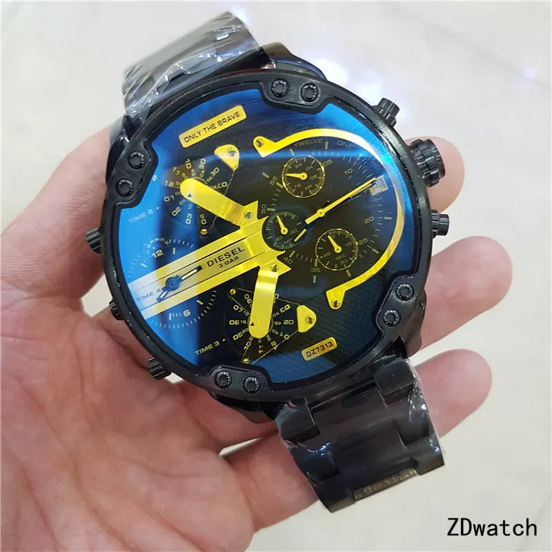 Diesel Black Blue Yellow Chronograph
