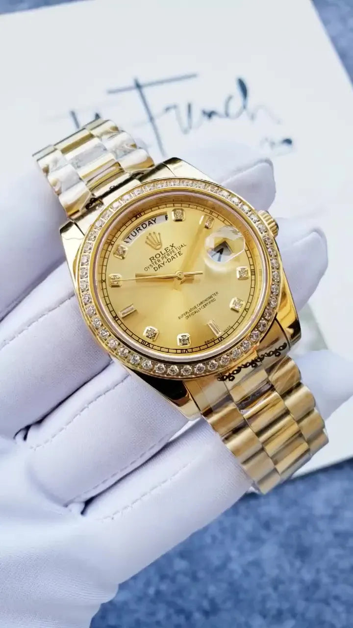Rolex Gold Diamond Champagne day