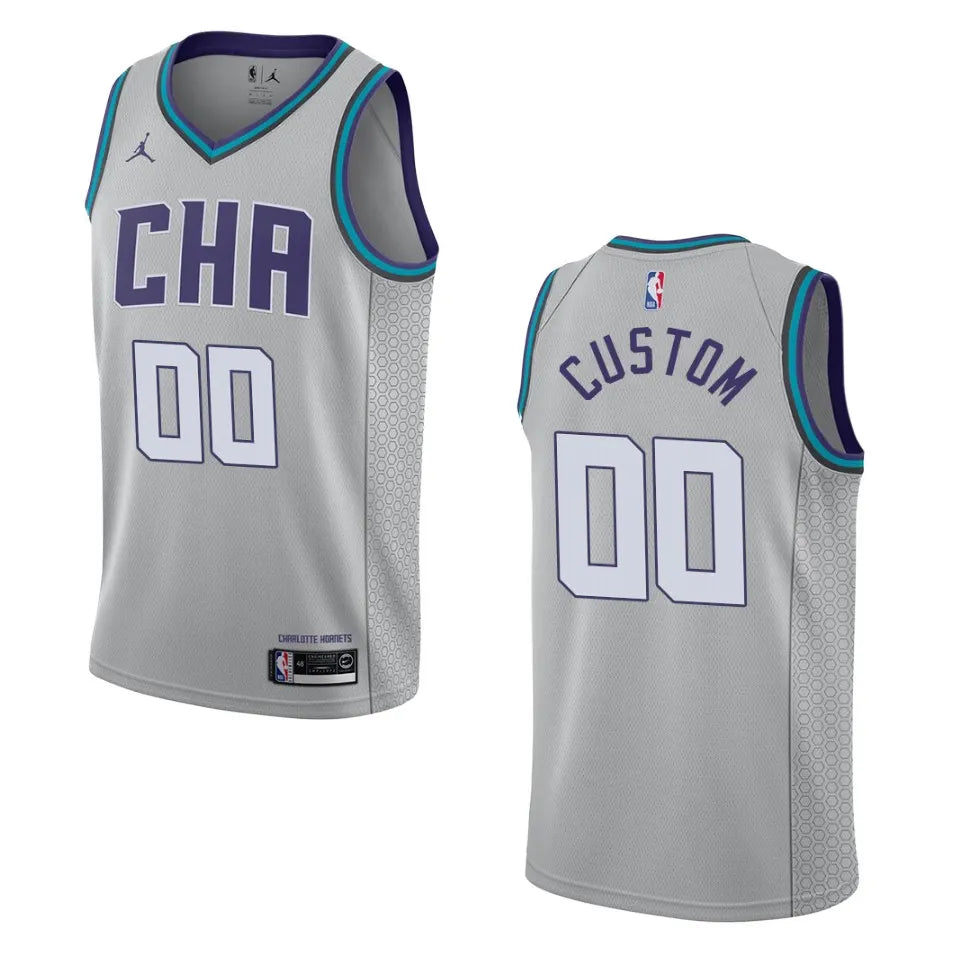Jordan Charlotte Hornets Grey Custom Jersey