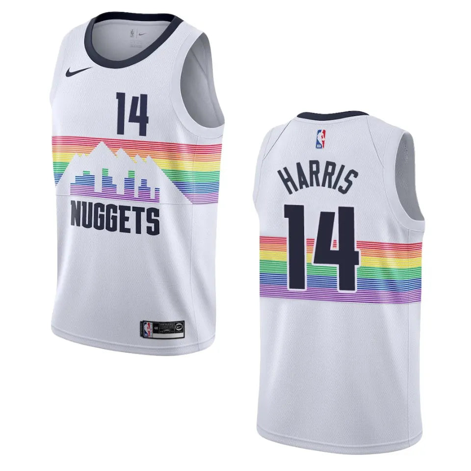 Harris Nike Nuggets White Jersey