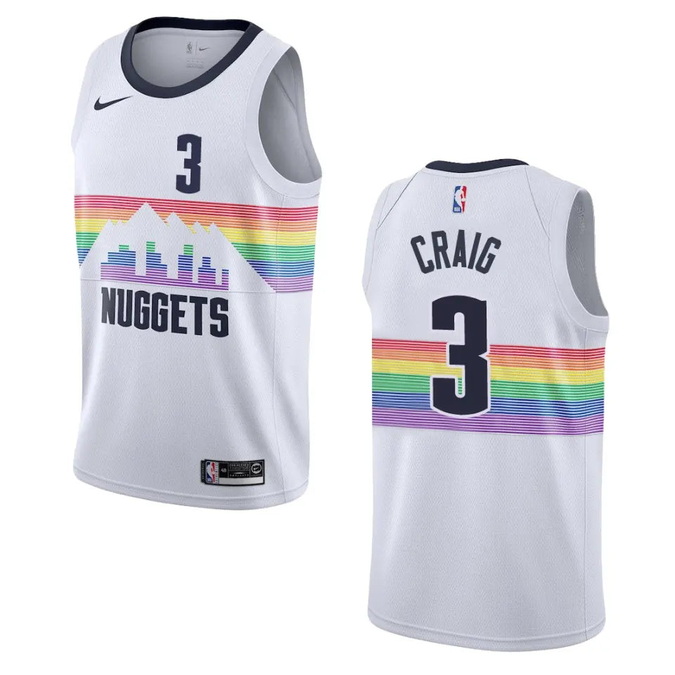 white Nike Craig Nuggets Jersey