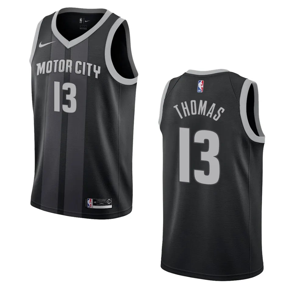 Thomas #13 Pistons Black Jersey