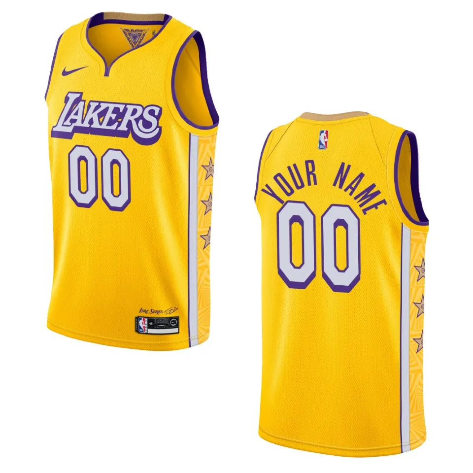 nike city Lakers Gold Custom Jersey