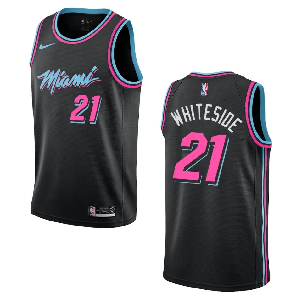 miami Whiteside Heat Black Jersey