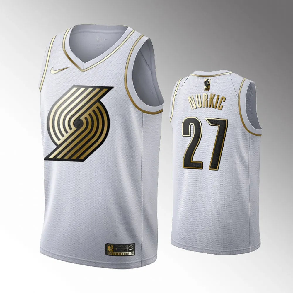 Nurkic Blazers White Golden Jersey