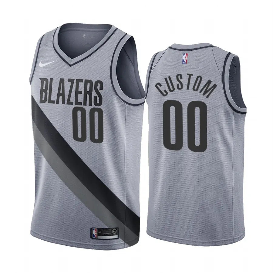 Blazers Gray Custom Jersey