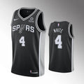 Spurs White #4 Jersey Black