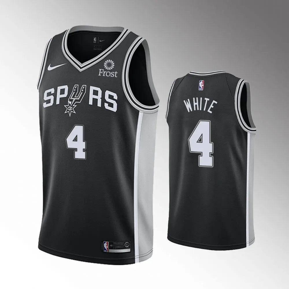 Spurs White #4 Jersey Black