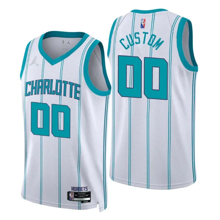 jordan charlotte Hornets White Custom Jersey