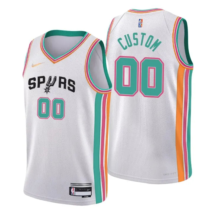 Spurs White Custom Jersey Fiesta