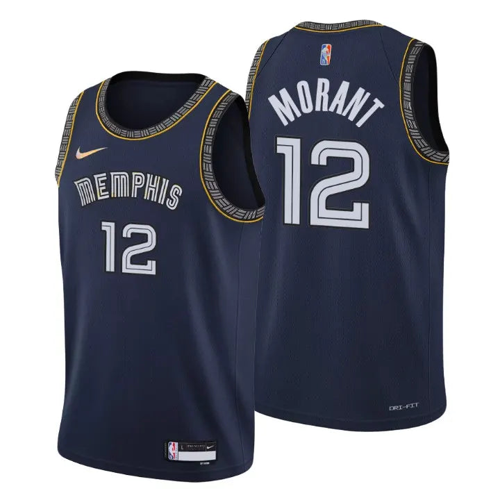 Morant Grizzlies Navy Jersey nike authentic