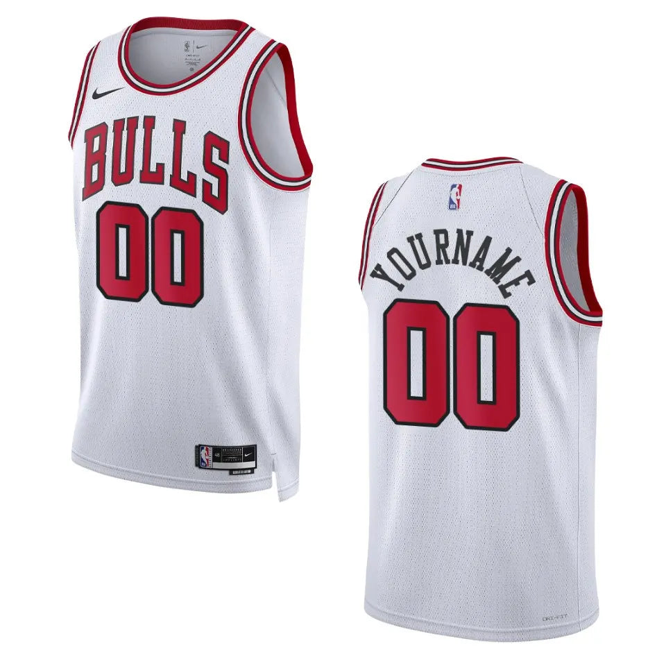 nike edition Bulls White Custom Jersey