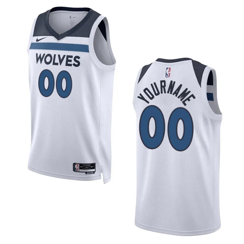 Timberwolves White Custom Jersey nike association