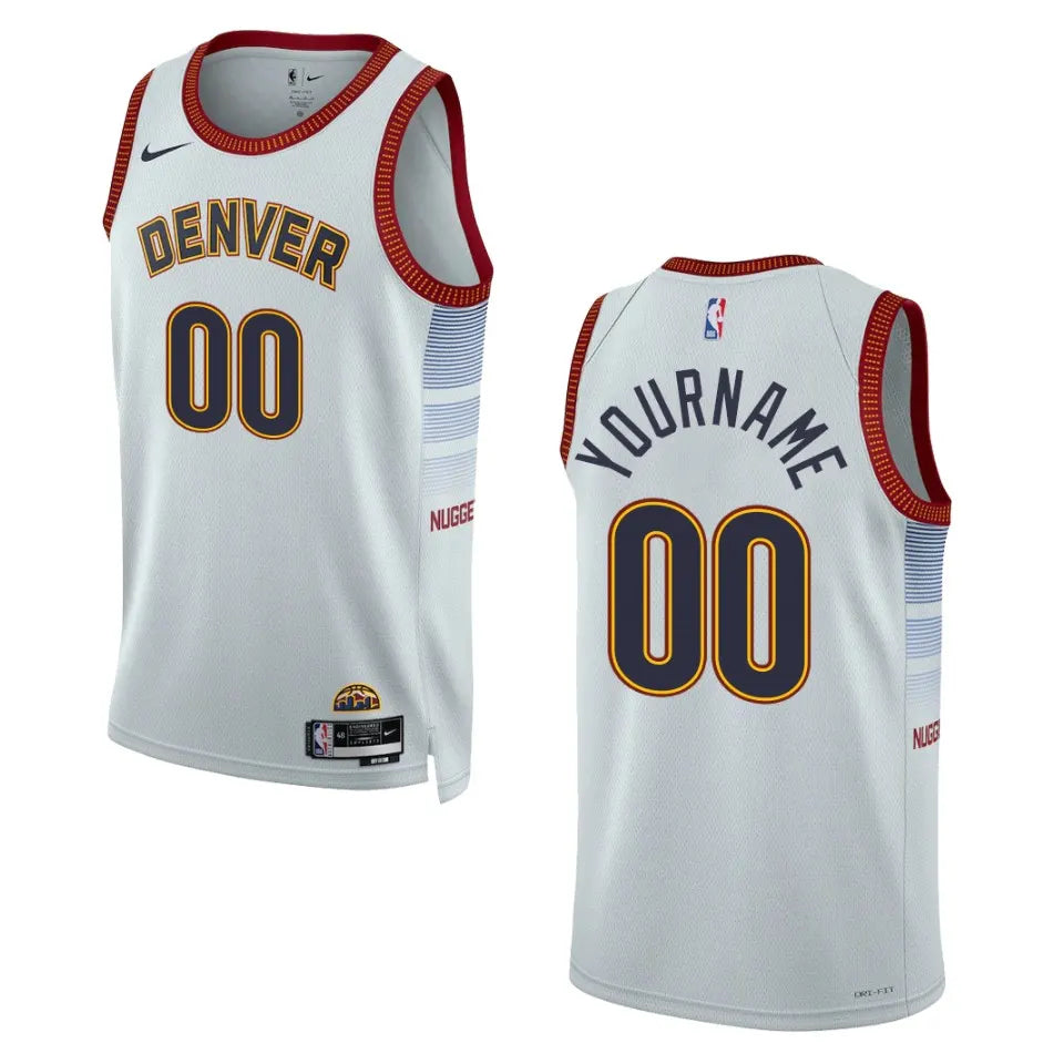 Nuggets White Custom Jersey nike association