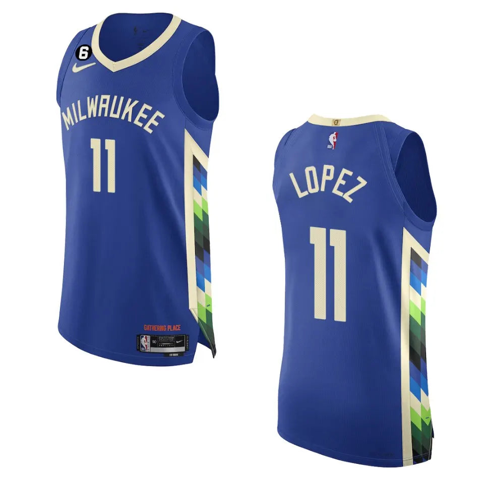 nike Lopez Bucks Blue Jersey