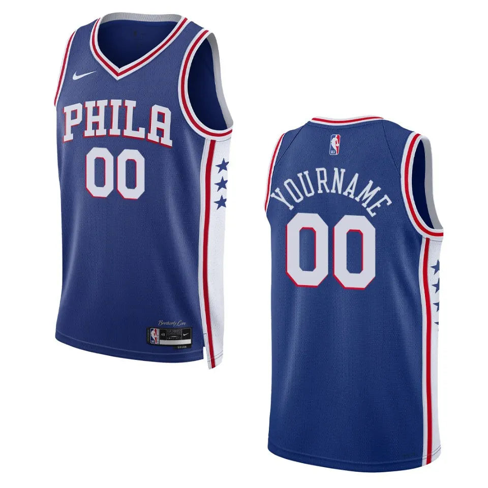 nike icon 76ers Blue Custom Jersey