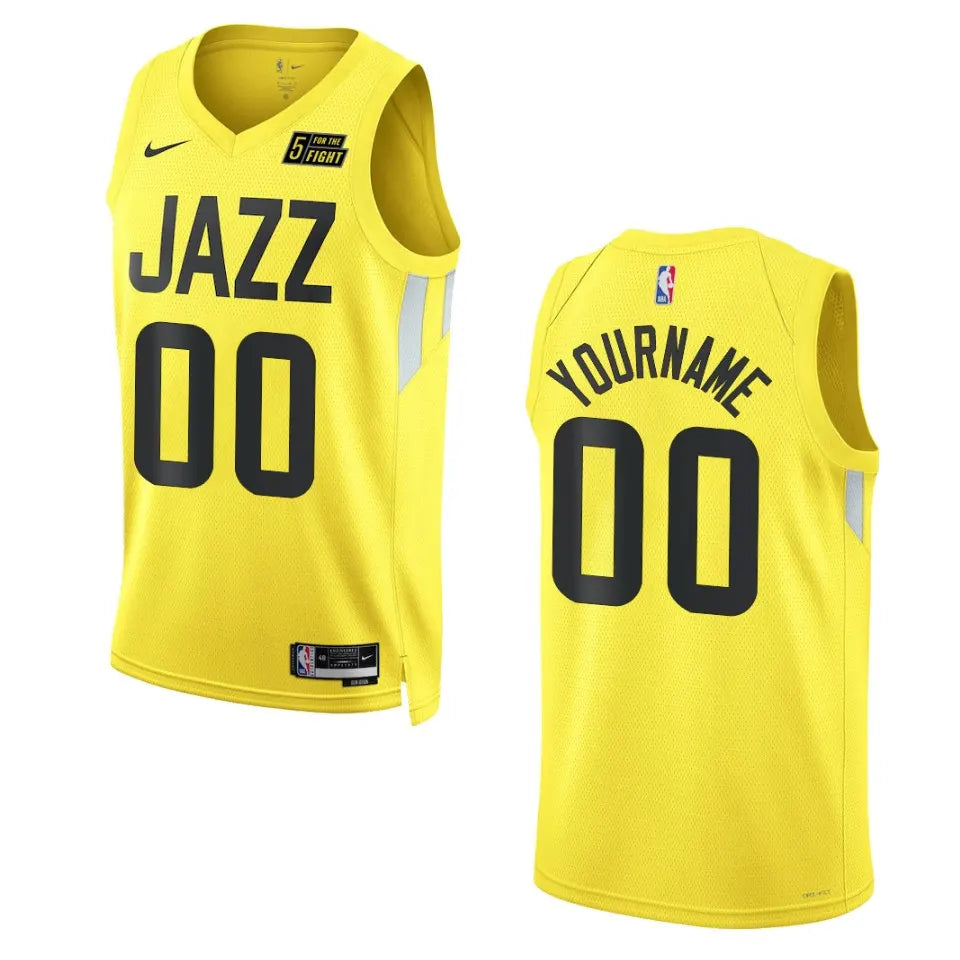 nike personalized Jazz Yellow Custom Jersey