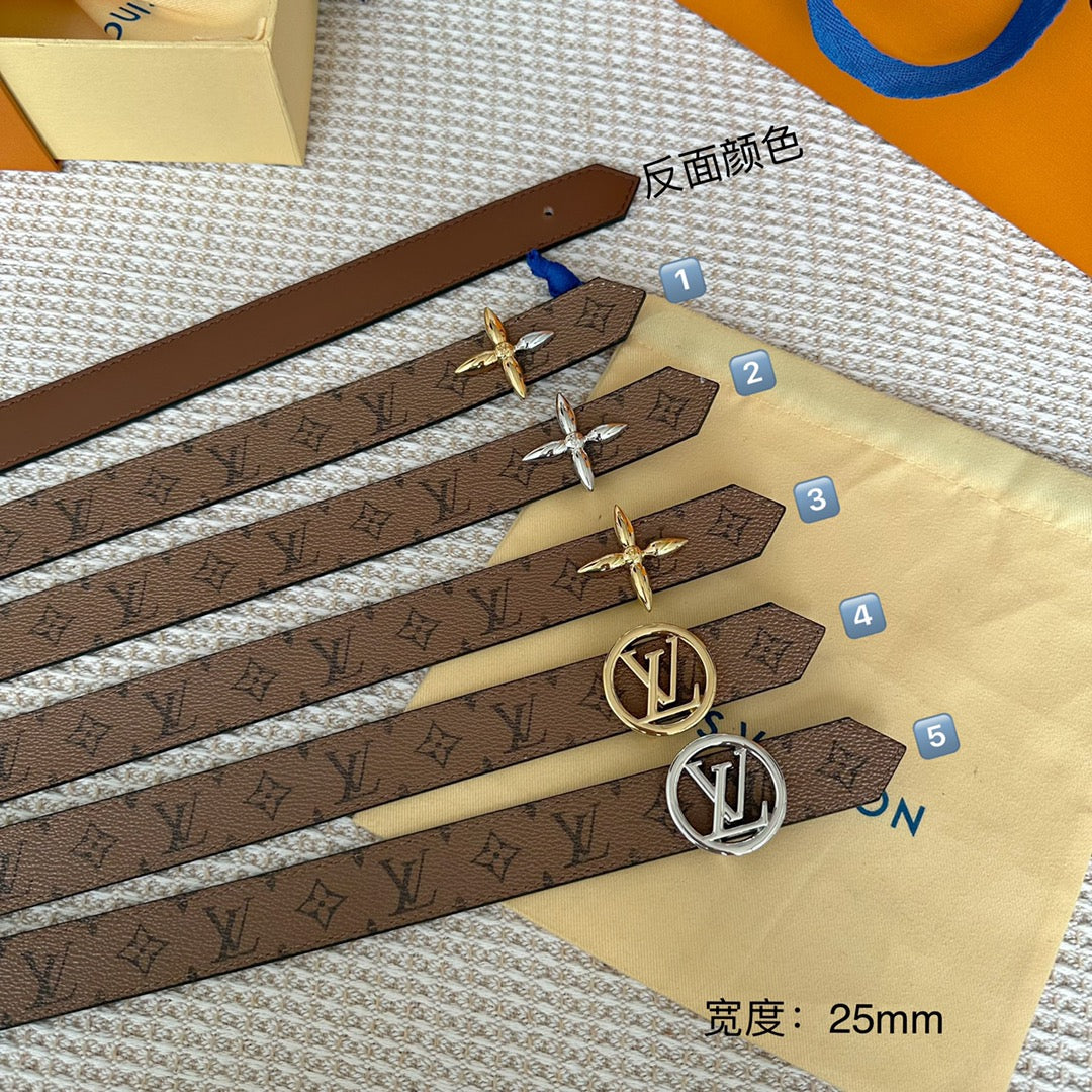 LOUIS VUITTON LV FLOWERGRAM 25 MM REVERSIBLE BELT IN BROWN MONOGRAM CALFSKIN SILVER HARDWARE