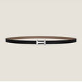 HERMES FOCUS BUCKLE & REVERSIBLE KHAKI BROWN AND BLACK LEATHER STRAP 13MM SILVER HARDWARE