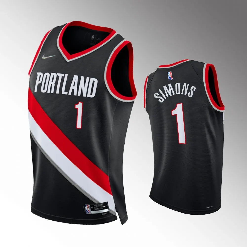Blazers Simmons Black Jersey