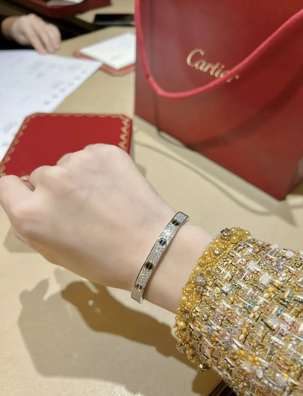 Premium Crystal Screw Bangle on wrist