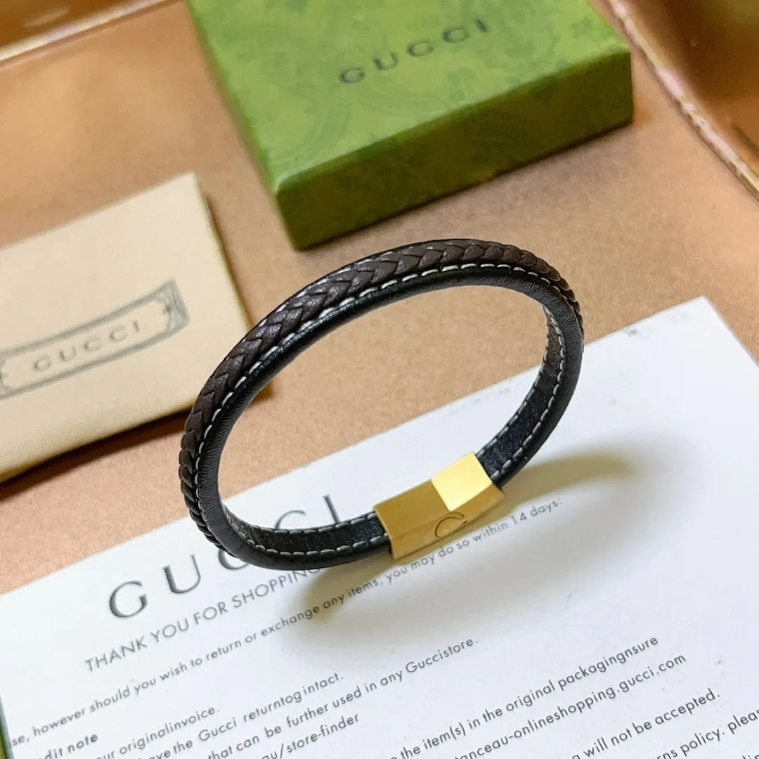Gucci Braided Leather Bracelet