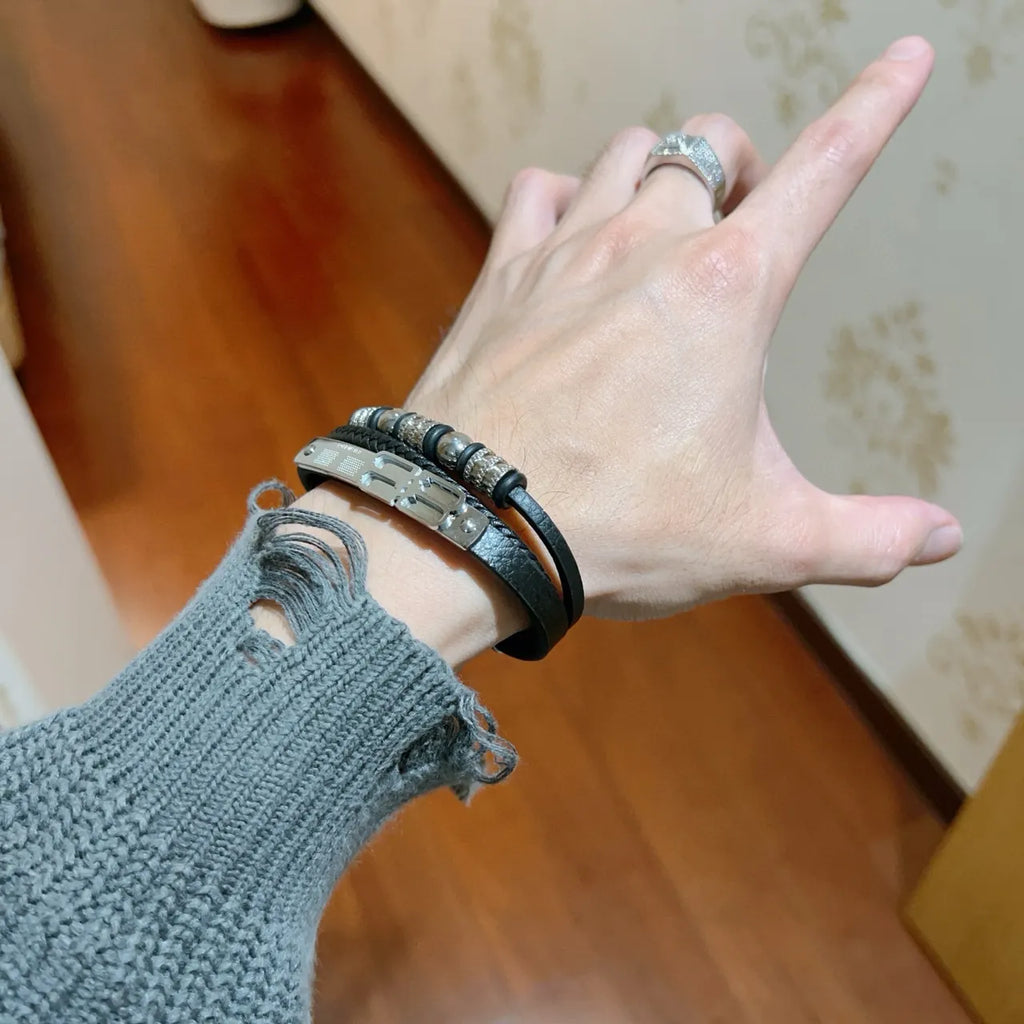 Balenciaga Black Leather Bracelet - Hình 2