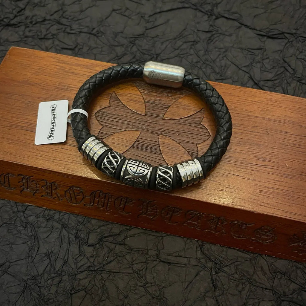 Chrome Hearts Braided Leather Bracelet Premium Quality - Hình 2