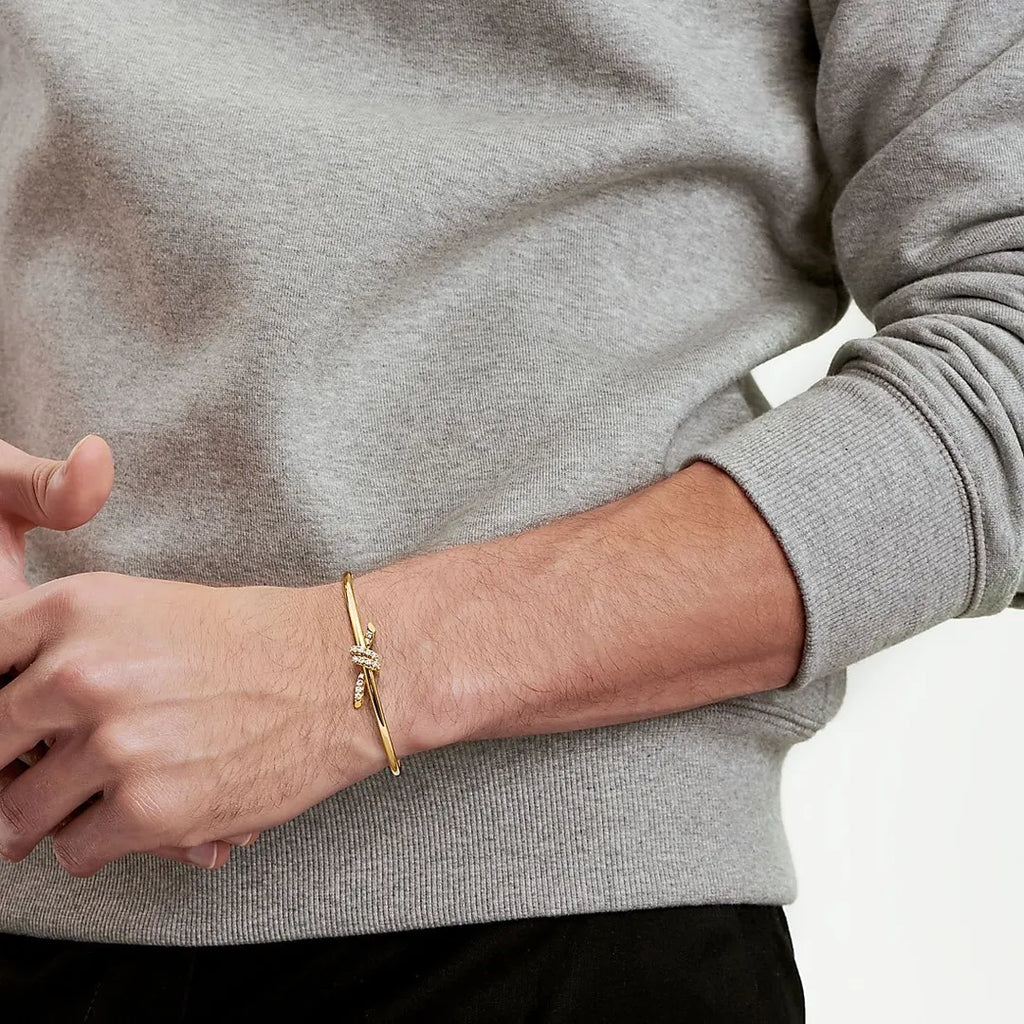 Premium Knot Bangle Bracelet in Gold with Diamonds - Hình 2