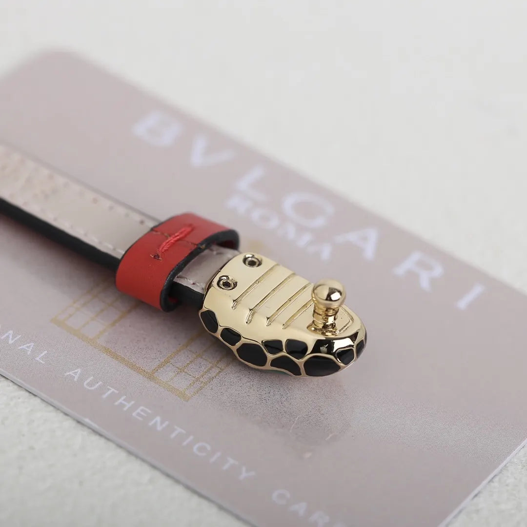 BVLGARI Serpenti Red Leather Bracelet - Hình 2