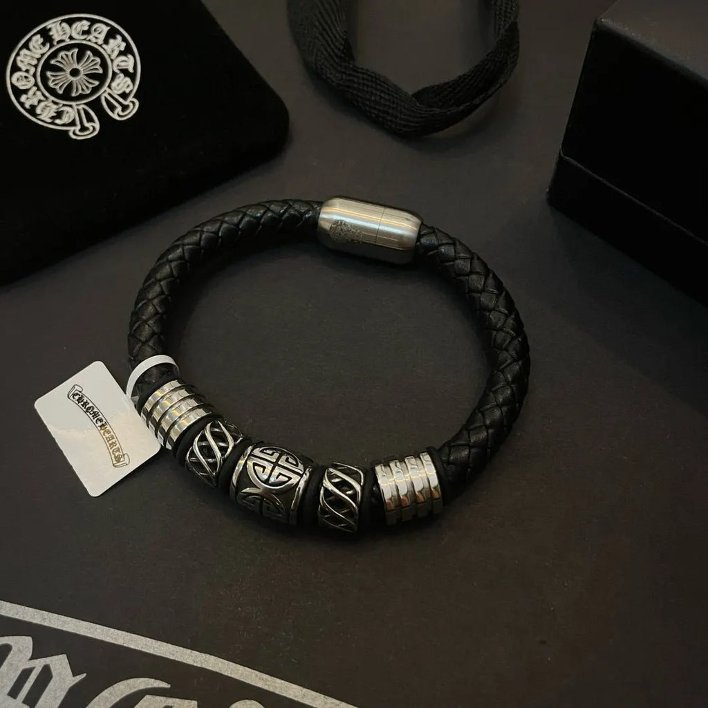Chrome Hearts Braided Leather Bracelet Premium Quality - Hình 3