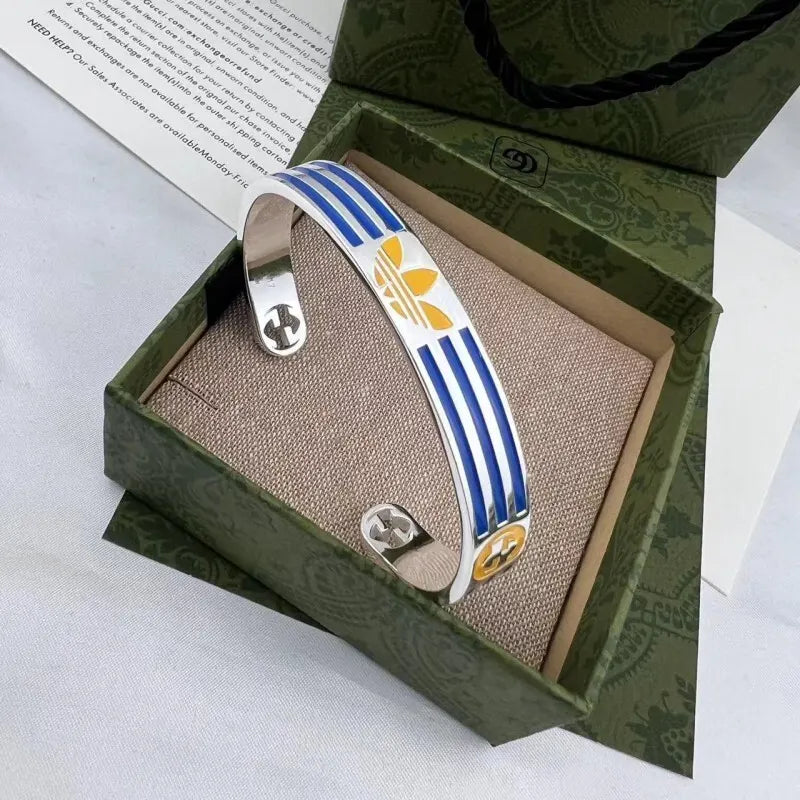 Premium Adidas Inspired Cuff Bracelet in Silver Finish - Hình 3