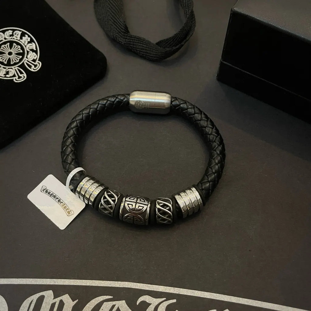 Chrome Hearts Braided Leather Bracelet Premium Quality - Hình 4