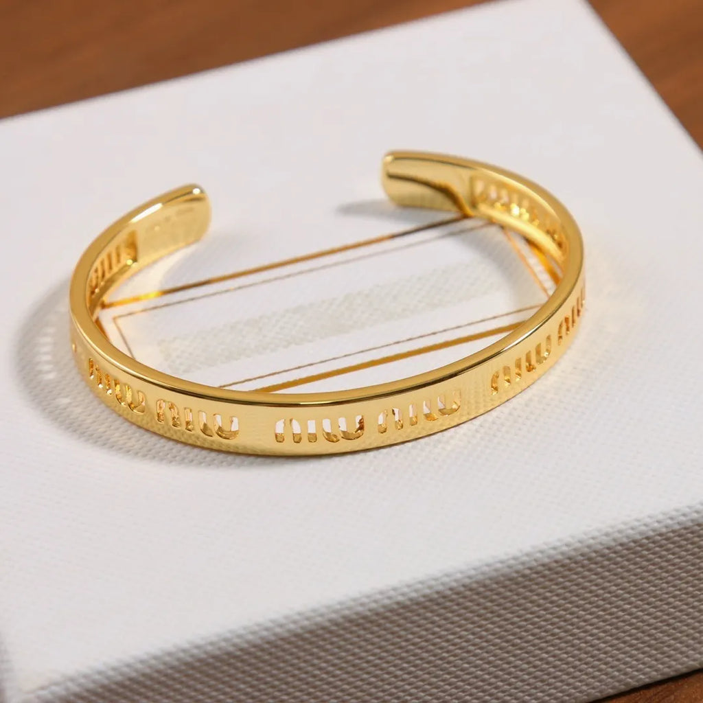 Miu Miu Gold Cuff Bracelet in Premium Packaging - Hình 3