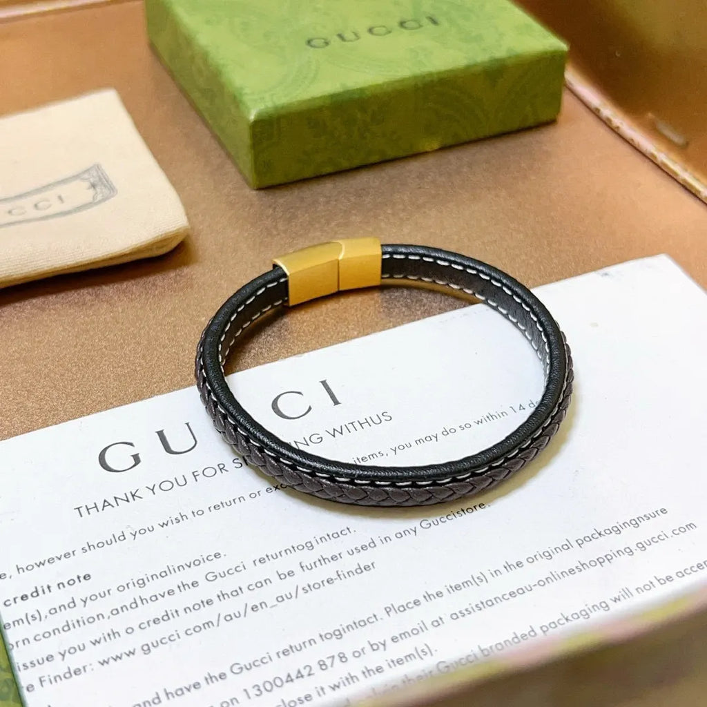 Gucci Braided Leather Bracelet - Hình 4