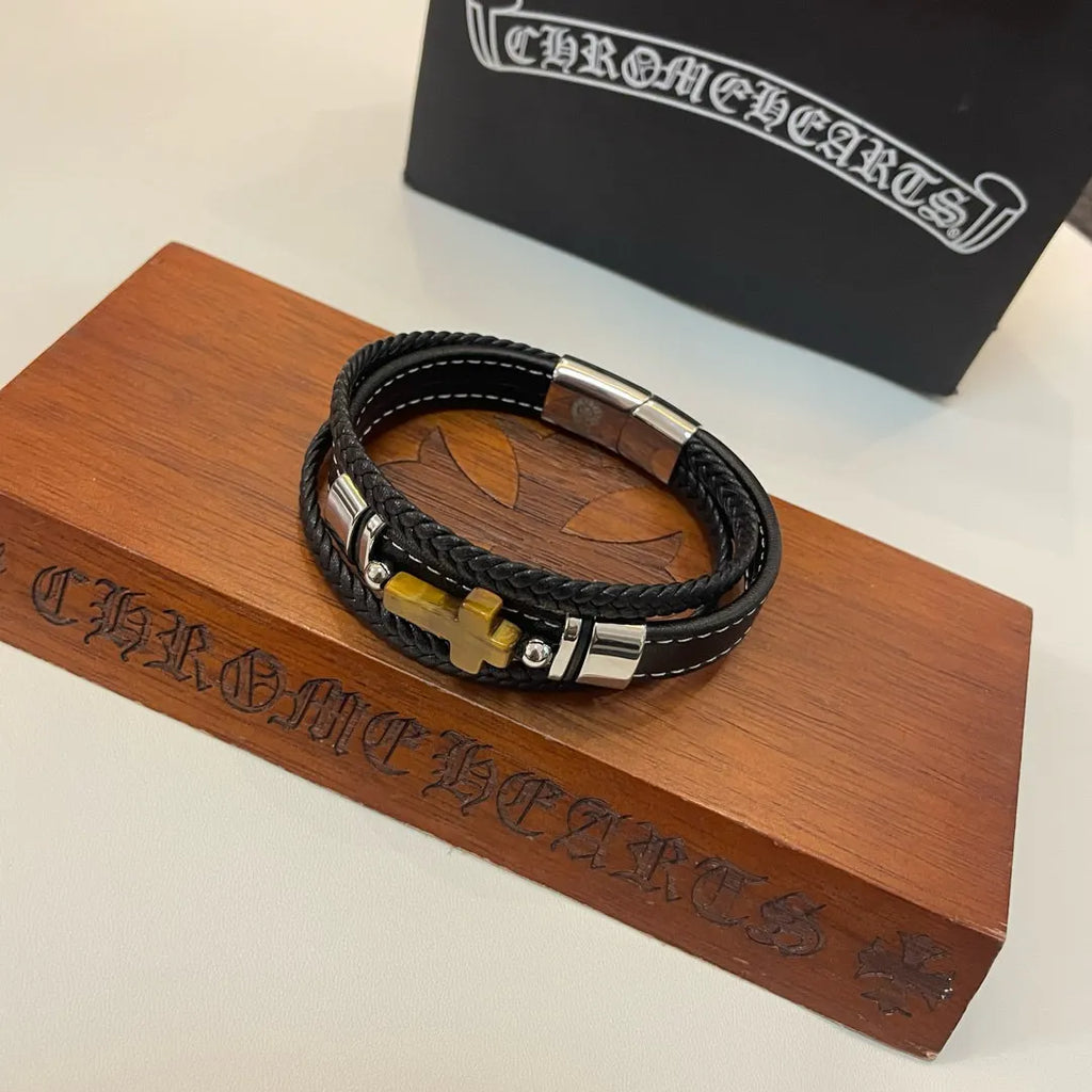 Premium Leather Cross Bracelet - Hình 4