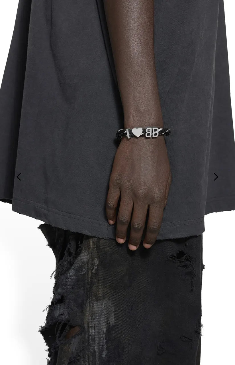 Balenciaga Heart and BB Charm Rope Bracelet - Hình 4