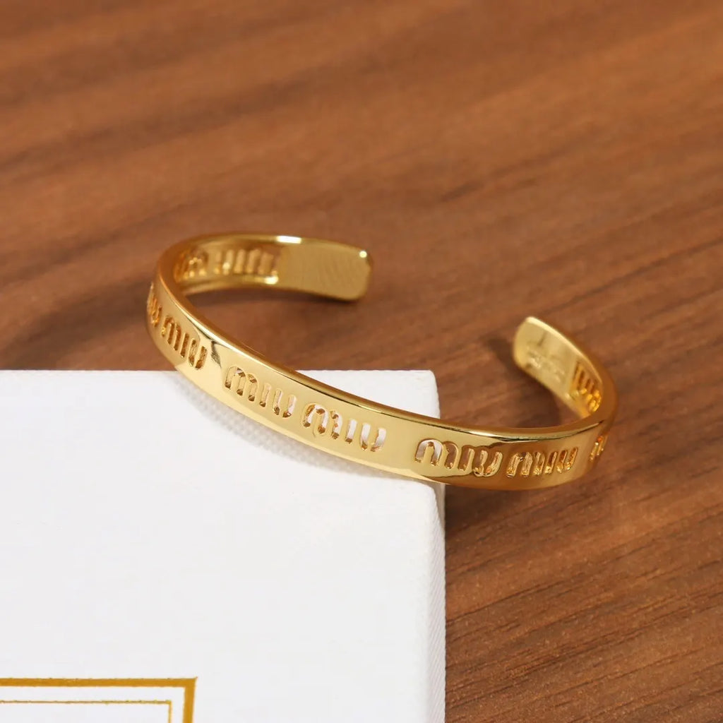 Miu Miu Gold Cuff Bracelet in Premium Packaging - Hình 4