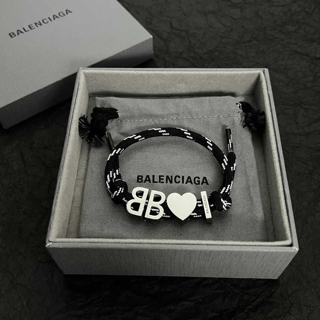 Balenciaga Heart and BB Charm Rope Bracelet - Hình 5