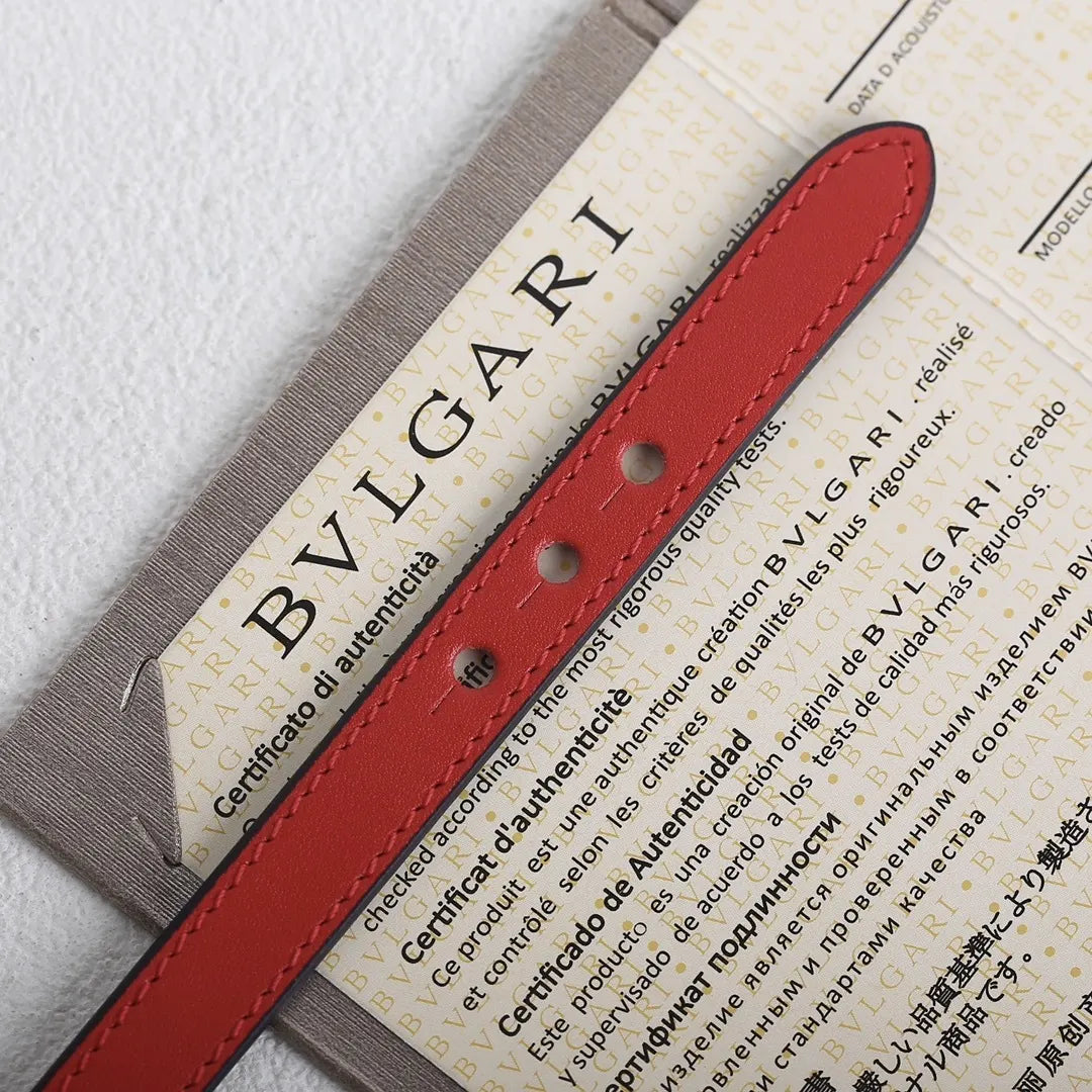 BVLGARI Serpenti Red Leather Bracelet - Hình 5