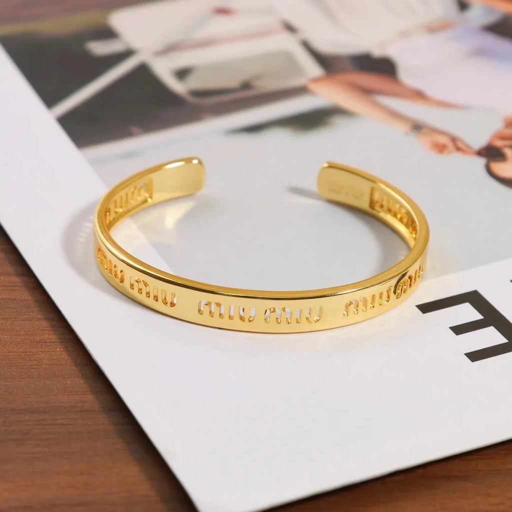 Miu Miu Gold Cuff Bracelet in Premium Packaging - Hình 5