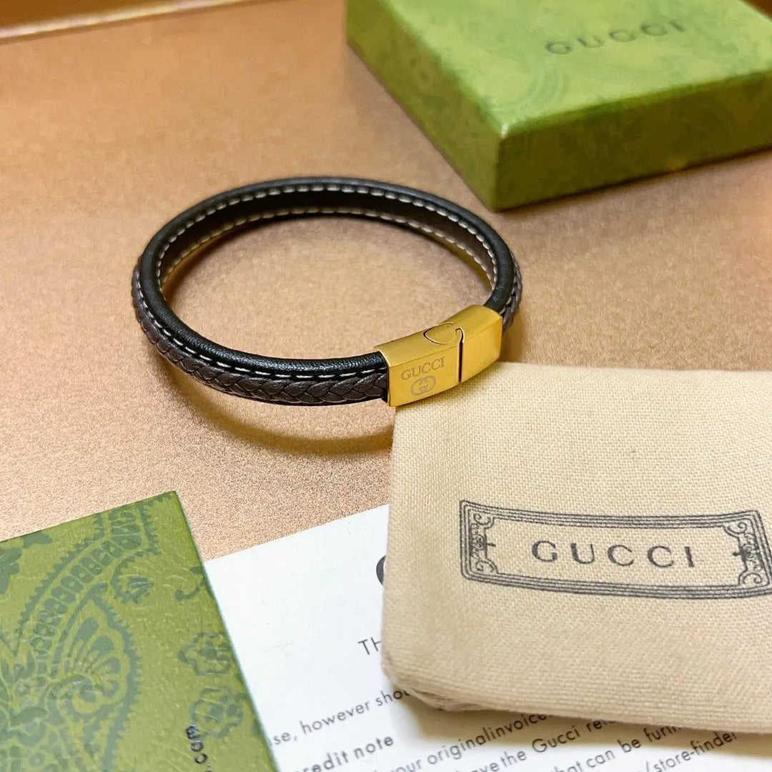 Gucci Braided Leather Bracelet - Hình 6