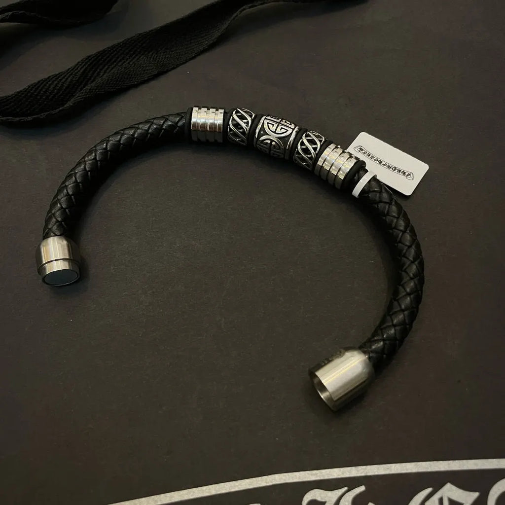 Chrome Hearts Braided Leather Bracelet Premium Quality - Hình 6