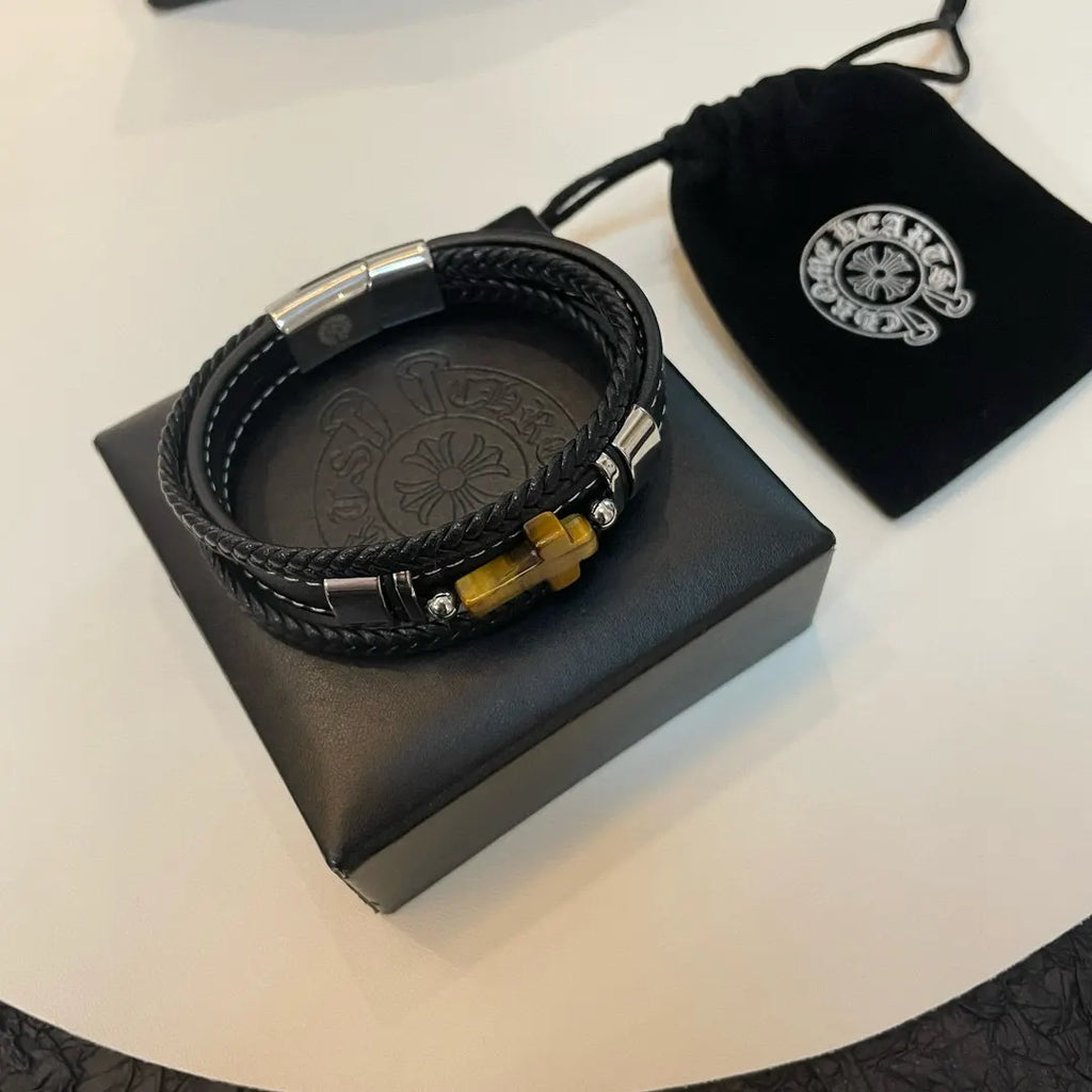 Premium Leather Cross Bracelet - Hình 6