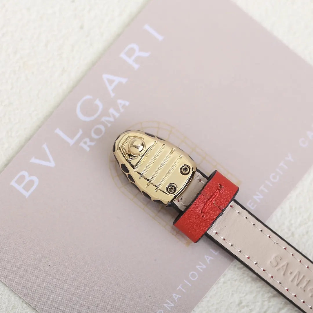 BVLGARI Serpenti Red Leather Bracelet - Hình 6