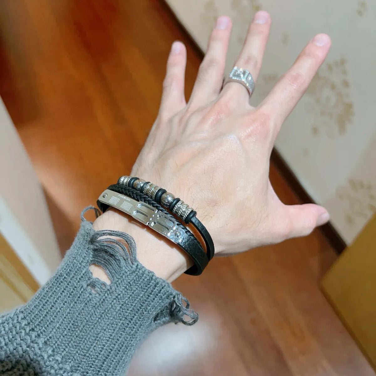 Balenciaga Black Leather Bracelet - Hình 7
