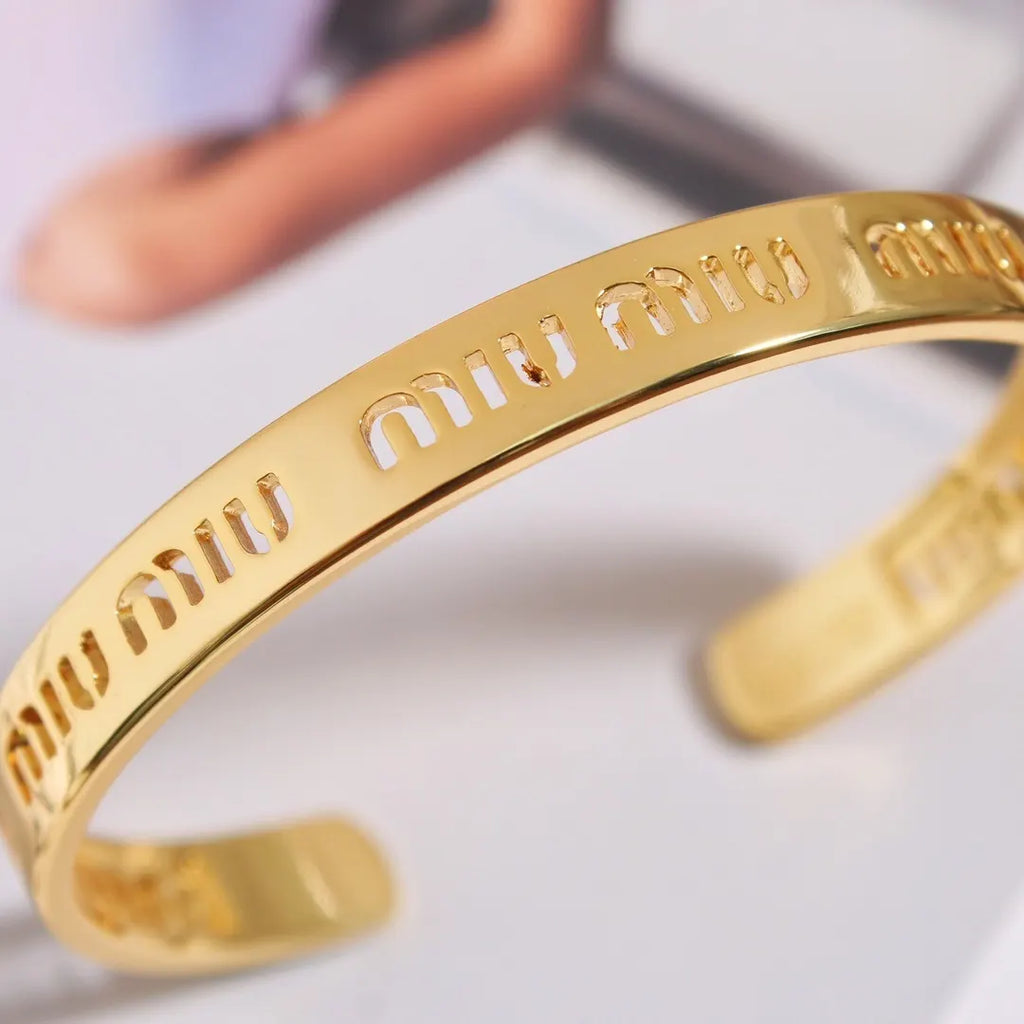 Miu Miu Gold Cuff Bracelet in Premium Packaging - Hình 6