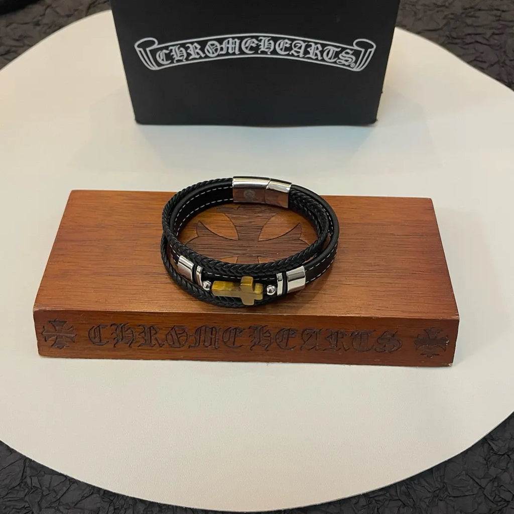 Premium Leather Cross Bracelet - Hình 7