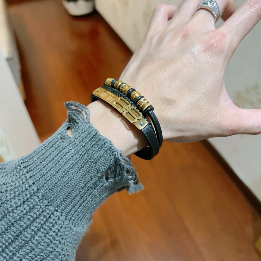 Balenciaga Inspired Premium Leather Bracelet with Gold Accents - Hình 8