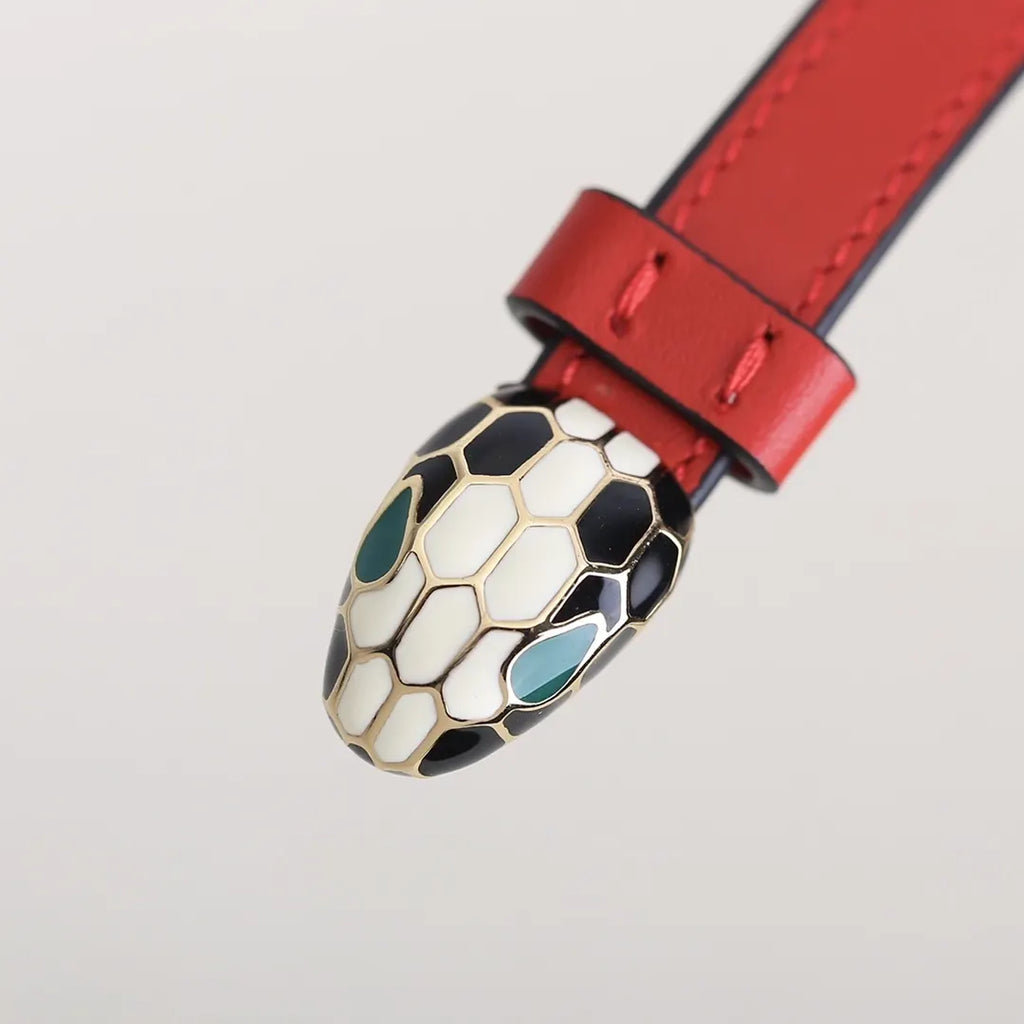 BVLGARI Serpenti Red Leather Bracelet - Hình 7